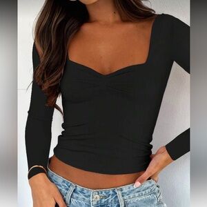 PacSun Black Ruched Long Sleeve Top
